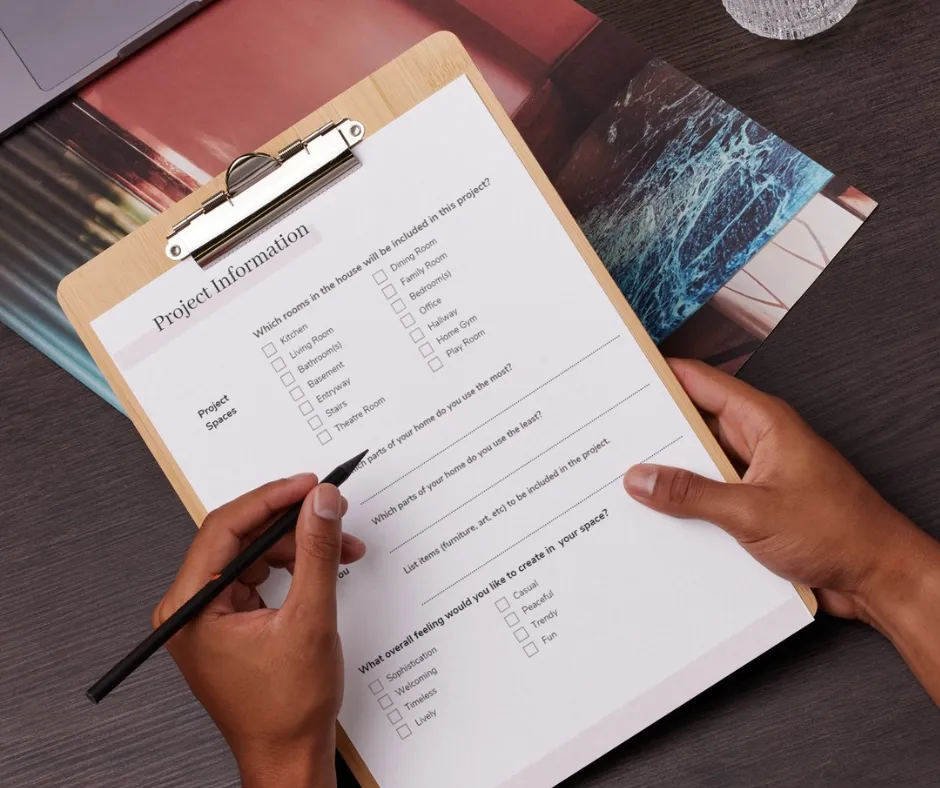 Selections checklist on a clipboard